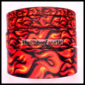 3yds Fire and Flames Vertical 5/8 4 Sizes " 7/8" 1.5" 2.25" Grosgrain Ribbon - Picture 1 of 1
