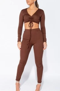 Fashion Women's V Neck Long Sleeves Solid Casual Party Pants Set Two Piece 2pcs - Picture 1 of 6
