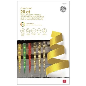 GE LED Icicle Lights Color Choice Dual Color White Multi-Color 20 Ct 1295992 New - Picture 1 of 6