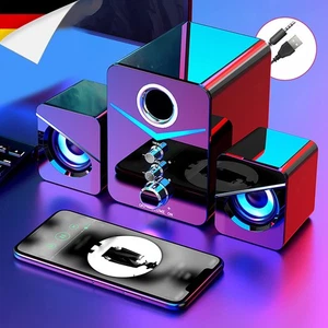 PC Lautsprecher Bluetooth Boxen mit Subwoofer für Laptop Computer Bass USB AUX!~ - Bild 1 von 23