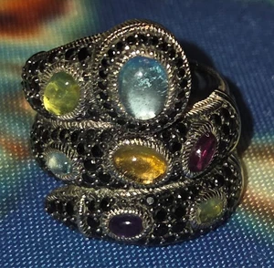 JUDITH RIPKA Snake Ring 925 Sterling Spinel Amethyst Peridot Garnet Citrine 7.75 - Picture 1 of 9