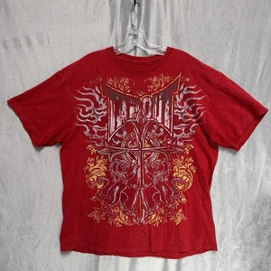 Tapout Shirt Herren XL Rot Grafik Distressed MMA Rundhals Kurzarm Gothic Y2K - Bild 1 von 10