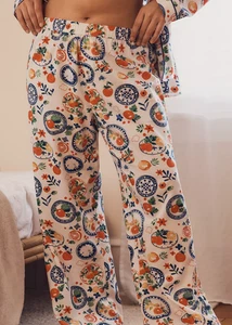 Anthropologie Flanell Buttondown Pyjamahose Unterteil Extra Large XL Obstständer - Bild 1 von 3
