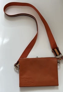 ted baker London Bovine Leather crossbody bag Webbed Strap Orange Gold Tone - Picture 1 of 22
