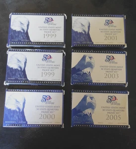 2-1999, 2000, 2001, 2003, 2005 U.S. Proof Set Lot of 6 with COA's US Mint - Picture 1 of 5