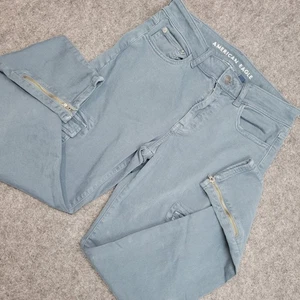 American Eagle Jeans Womens 6R Gray Denim Cargo High Rise Jeggings Ankle Zip - Picture 1 of 12