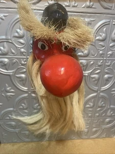 Paper Mache Japanese Tengu Mask Long Rope Beard Wall Decor Demon - Picture 1 of 4
