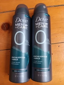 2x Dove Men + Care 0% Aluminum Deodorant Spray EUCALYPTUS + BIRCH 4 oz - Picture 1 of 3
