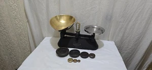Vintage Black metal & Brass VIKING Traditional Weighing Scales with weights  - Picture 1 of 13