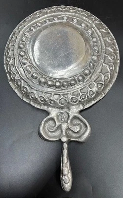 Large 18" Don Drumm Artist Signed Brutalist MCM Aluminum Art Skillet Crepe Pan - Image 1 of 4