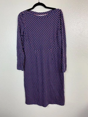 Vestido Boden Geométrico Púrpura Manga Larga Talla 10 L Boho Jersey Tejido Modesto Foto 1 de 4