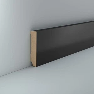 Sockelleiste schwarz 80 mm MDF foliert Schwarze Fußleiste Modern 16 x 80 mm - Bild 1 von 4