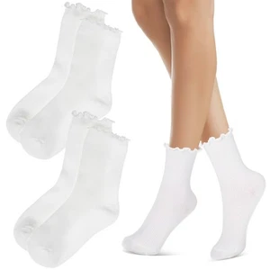 3 pares de calcetines hombre niña lindos blancos con volantes media pantorrilla mujer volantes - Imagen 1 de 11