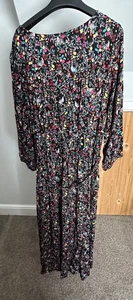 Joules Hadley V Neck Dress UK 20 - Black Bird Print Belted Pockets - Picture 1 of 9