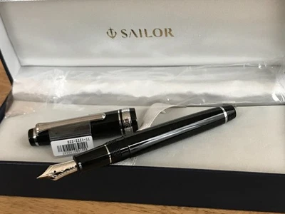 Sailor Professional Gear Slim FP Black with Silver Trim 14k F Nib 11-1222-220 - Image 1 of 4