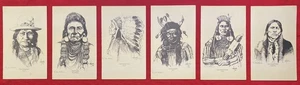 1992 **6 NATIVE AMERICAN INDIAN CHIEFS** {DALE ADKINS} ART-PRINT CARDS+CAPTIONS! - Picture 1 of 24