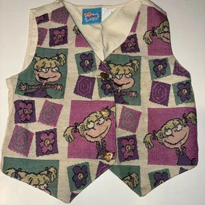 Vintage Rugrats 1998 Viacom Button Up Vest Magenta Pink Angelica Kids Size 4/5 - Picture 1 of 3