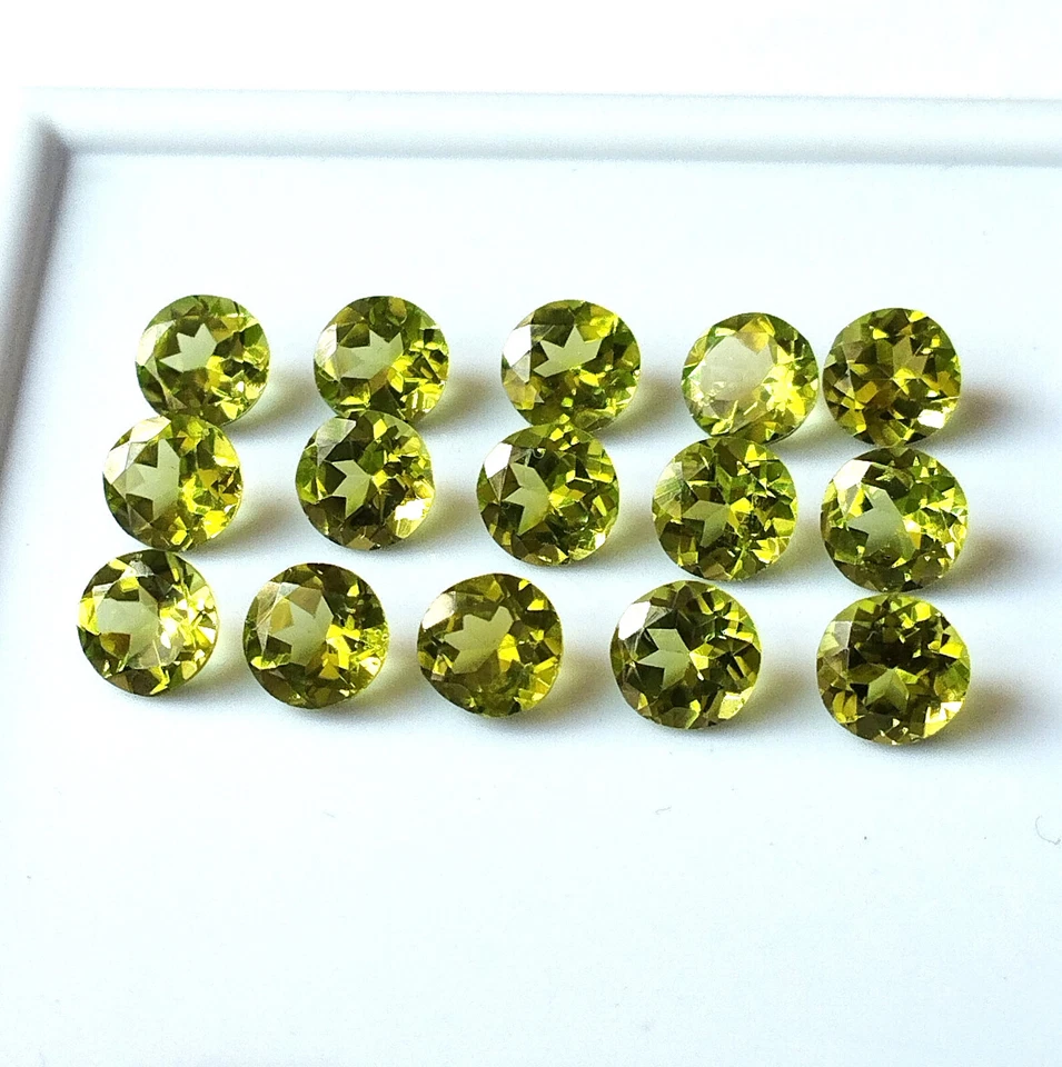 Natural Peridot 6X6 mm Round Shape Faceted Untreated Wholesale Loose Gemstone - Image 1 of 4