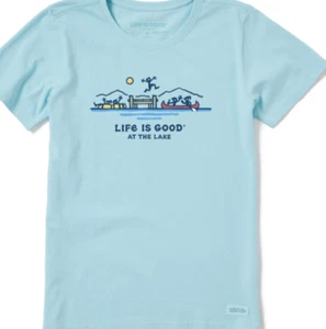 LIFE IS GOOD WMN S/S CRUSHER TEE LAKE LANDSCAPE "LIFE IS GOOD AT THE LAKE" (L) - Picture 1 of 2