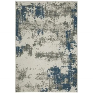 8' X 10' Blue and Beige Abstract Stain Resistant Indoor Outdoor Area Rug - Picture 1 of 1