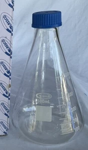 Glassco 500ml Erlenmeyer Conical Flask with Teflon Lined Screw Cap Glass Lot 6 - Imagen 1 de 4