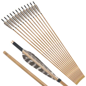 33.5" Bamboo Arrows 5" Natural Feather Tradition Longbow Hunt DIY Archery Shoot - Picture 1 of 13