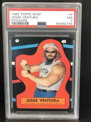 1985 Topps WWF Stickers Jesse The Body Ventura #4 PSA 7 NM Rookie RC LOW POP 5 - Image 1 of 2