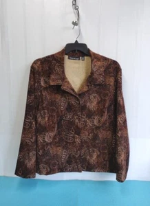 Briggs New York Women's Button Front Shirt Blazer Brown Stretch Size 2X - Picture 1 of 9