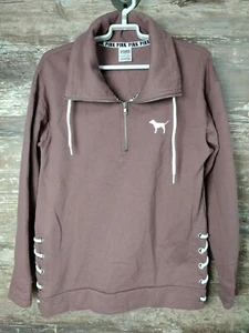 Victorias Secret Pullover 1/4 Zip Logo XS Grommet and Criss Cross Lace Sides - Picture 1 of 10