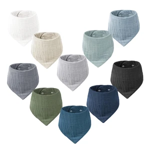 Konssy Muslin Baby Bibs 10 Pack Baby Bandana Drool Bibs 100% Cotton for Unisex B - Picture 1 of 12