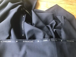 Traje de tela para sastrería de lana azul marino Dormeuil material remanente hecho en Inglaterra - Imagen 1 de 10