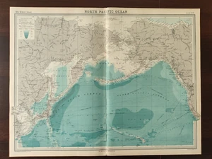 VINTAGE MAP-THE TIMES ATLAS OF THE WORLD-NORTH PACIFIC OCEAN-CURRENT MAP-1920 - Picture 1 of 3