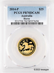 2014 P $25 Australia Horse .9999 Gold Proof Coin PCGS PR70DCAM