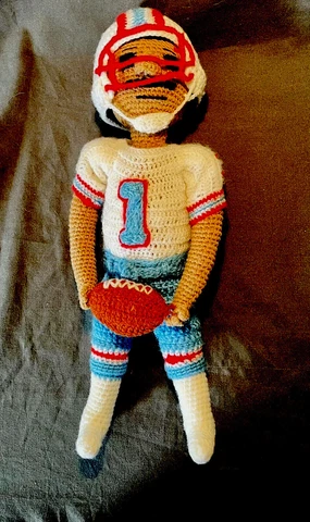 VINTAGE Houston Oilers Warren Moon NFL FIGURE CROCHET Hand Made Cover