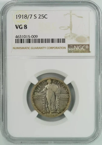 1918/7 S STANDING LIBERTY QUARTER 25C NGC CERTIFIED VG 08 VERY GOOD (009) Cover