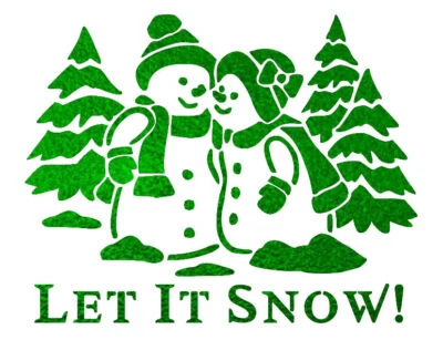 SNOWMEN COUPLE Let It Snow Christmas 8" x 10" Holiday Stencil Plastic Sheet S206 - Image 1 of 3