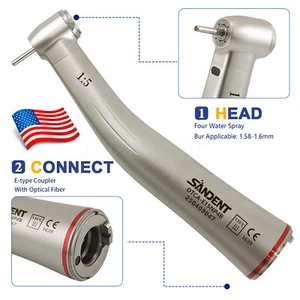 SANDENT Dental 1:5 LED Fiber Optic Contra Angle Low Speed Handpiece Fit NSK - Picture 1 of 24
