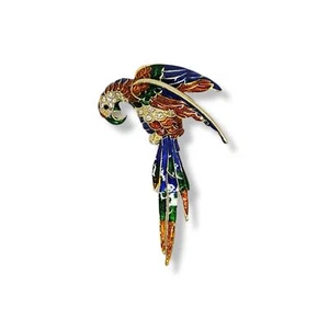 Goldtone Multicolor Exotic Tropical Macaw New World Parrot Brooch Pin - Picture 1 of 4