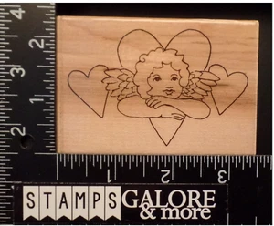JRL Rubber Stamps N268 VICTORIAN CHERUB HEARTS VALENTINES ANGEL #324 - Picture 1 of 2