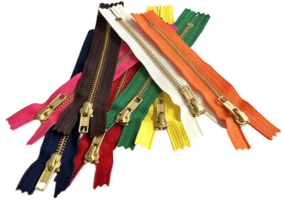 YKK#5 10" Golden Brass with Automatic Lock Pull Metal Zipper Closed-End (5pcs) - Image 1 of 4