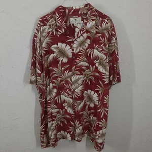 Island Shores Adult Mens 2XL Red Hawaiin Aloha Floral Beach Shirt Short Sleeve - Picture 1 of 7