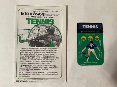 *Manual & Overlay Only* Tennis Intellivision Sports *Replacement* OEM - Image 1 of 4