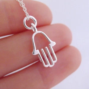 Sterlingsilber Glänzend Einfach Ausschnitt Hamsa Hand Der Fatima Anhänger Charm - Bild 1 von 10