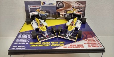 Set 2 auto 1/43 Minichamps WILLIAMS HONDA FW11B 1987 CHAMPION PIQUET MANSELL - Immagine 1 di 4