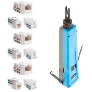 110 & 66 Punch Down Impact Tool With 20 pcs CAT6 Keystone Jack White - Picture 1 of 13