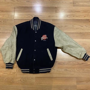 Vintage Planet Hollywood Orlando Varsity Bomber Jacket Wool Leather Size Small - Picture 1 of 15
