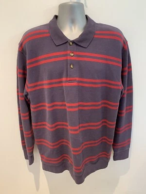 Suéter para hombre Orvis Sport Traditions talla L 3 botones Rn70534 rayas púrpura y rojo Foto 1 de 4