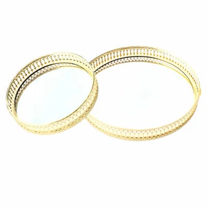 Candle Mirror Base Glass Tray Serving Jewelry Decorative Vanity Tray Holder - Picture 1 of 4