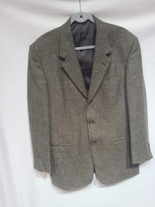 pierre cardin Brown Houndstooth Blazer 3 Button Sz 42 R Chest 42 Neck Hem 31" - Picture 1 of 8