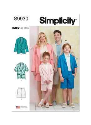 Simplicity Childrens Teens Adults Blazers & Shorts Sewing Pattern S9930A (XS-XL) - Image 1 of 2